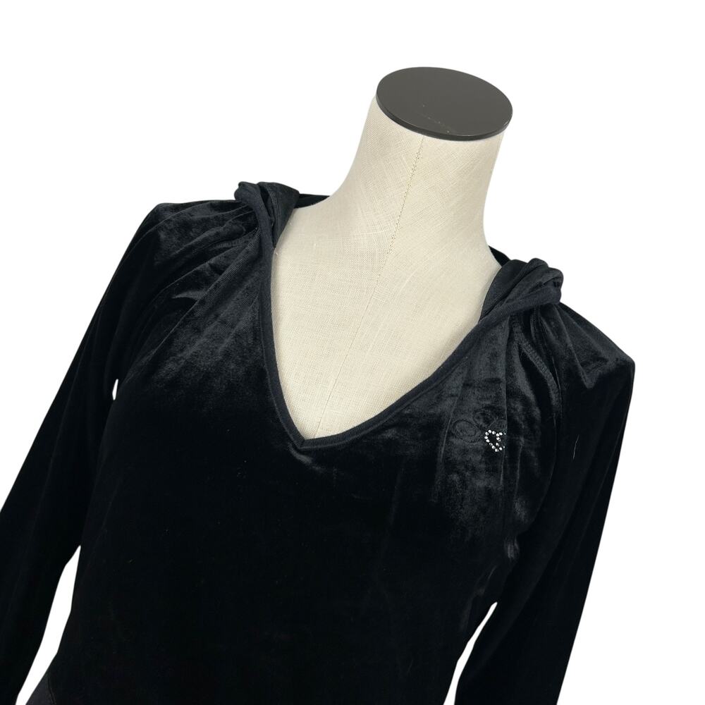 Victoria's Secret Y2K Sexy Little Things Sexy Lace Cut Out Black Velour Hoodie M - Picture 3 of 8